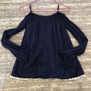 Lilly Pulitzer | Enna Top | Navy w/ Pom Poms | XS